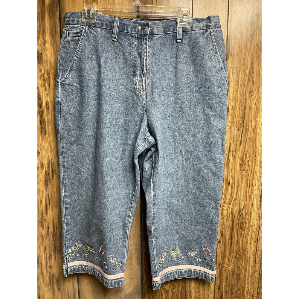 Christopher‎ & Banks Women's Jeans Capris Size 14 Embroidered Cuff